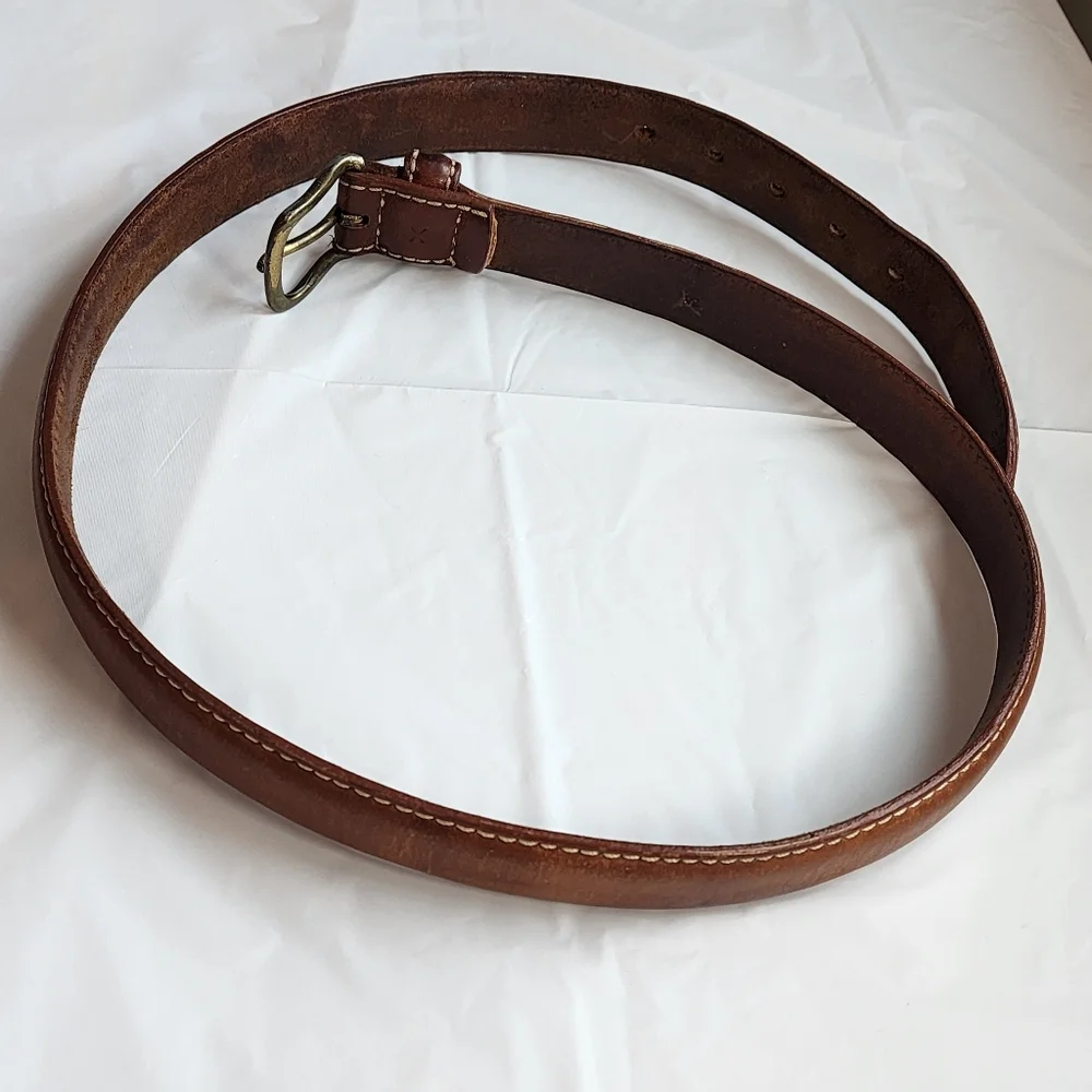 Polo Ralph Lauren Brown Tanned Leather Gold Tone Buckle Men’s Size 38